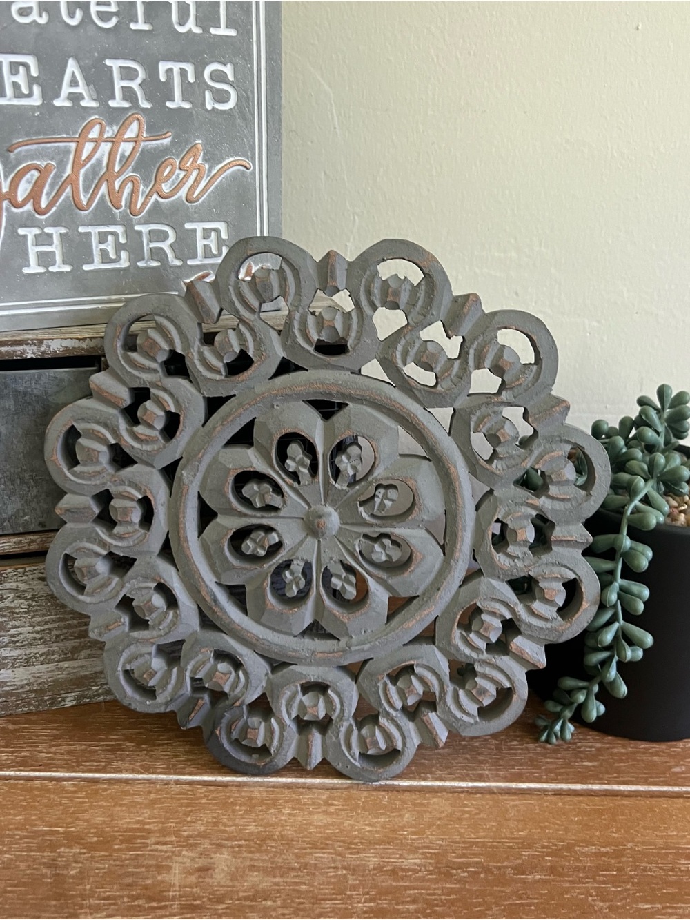New Wooden Gray Distressed Farmhouse Trivet